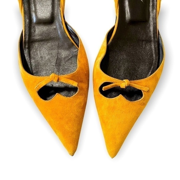 Roger Vivier Mustard Suede Leather D'Orsay Pointed Toe Flats size 38.5 EU - Picture 4 of 12